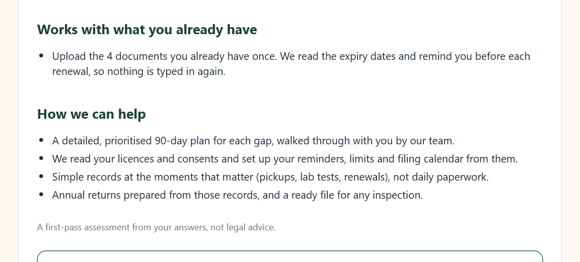 The "Works with what you already have" and "How we can help" sections